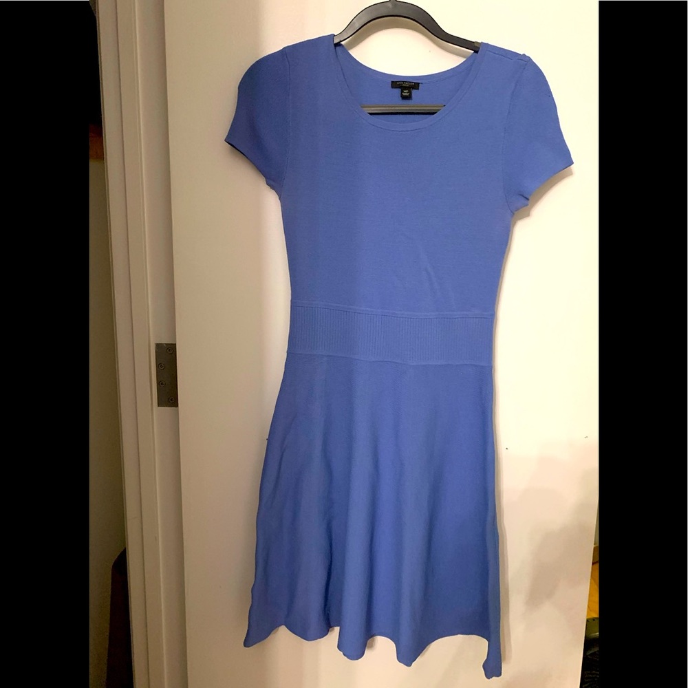 Ann Taylor blue fit & flare stretchy dress size MP but ok for nonpetite as well